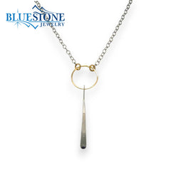 Sterling Silver & Gold Filled Hammered Necklace- 18"