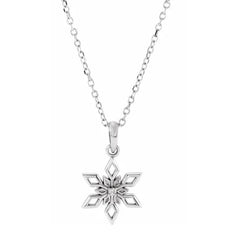 Sterling Silver Petite Snowflake w/ Diamond - 18"