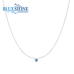 Sterling Silver & Rhodium Plated 3mm Created Turquoise Necklace - 18"