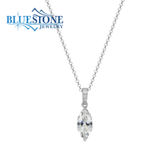 Sterling Silver Marquise Cut Cubic Zirconia Necklace - 20"