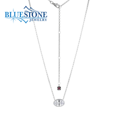 Sterling Silver Necklace w/ Bezel Set Oval Cubic Zirconia - 20"