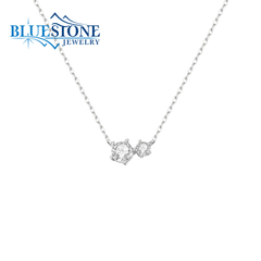 Sterling Silver Necklace with Two CZ's Set in Five Prongs -18"