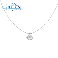 Sterling Silver Irregular Oval CZ Necklace -20"