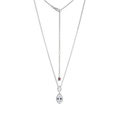 Sterling Silver Necklace w/ Bezel Set Oval CZ's - 20"