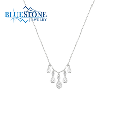 Sterling Silver Cascading Pear CZ Necklace -19"