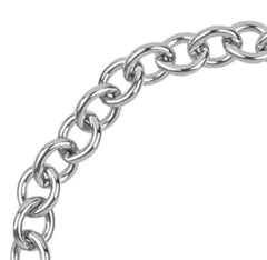 Silver Round Cable Link Charm Bracelet- 8 inches