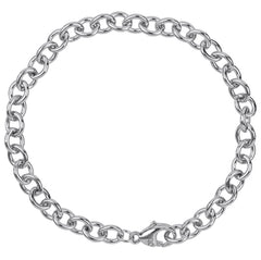 Silver Round Cable Link Charm Bracelet- 8 inches
