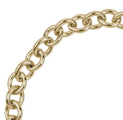 14KT Yellow Gold Plated Round Cable Link Charm Bracelet- 7 inches
