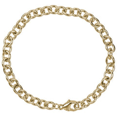 14KT Yellow Gold Plated Round Cable Link Charm Bracelet- 8 inches