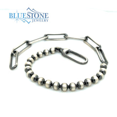 Sterling Silver, Gun Metal Finish Bracelet- 8.5 Inches.
