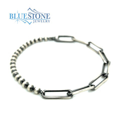Sterling Silver, Gun Metal Finish Bracelet- 8.5 Inches.