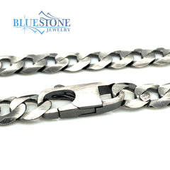 Sterling Silver Gun Metal Cuban Chain Bracelet- 8.5 Inches.