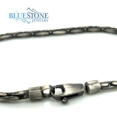 Sterling Silver Gun Metal Chain Bracelet- 8.5 Inches.