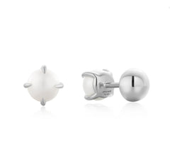 Sterling Silver Rhodium Plated Earrings with Pearls.