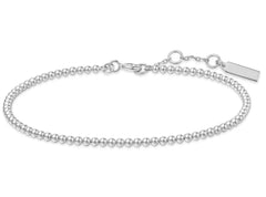 Sterling Silver & Plated Dainty Beaded Bracelet - 7.25"