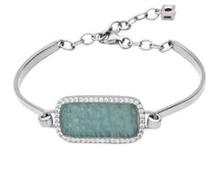 Sterling Silver Bracelet with Amzonite and Cubic Zirconia's - 7.5"