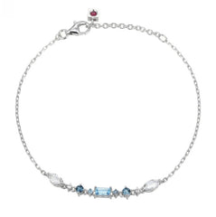 Sterling Silver Bracelet w/ White, Swiss and London Blue Topazes- 8"
