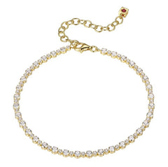 Sterling Silver & 14K Gold Plated Tennis Bracelet with CZ's - 8"