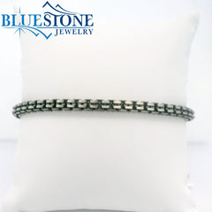 Sterling Silver Ruthenium Plated 3.75mm Wide Box Chain Bracelet - 8.5"