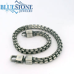 Sterling Silver Ruthenium Plated 3.75mm Wide Box Chain Bracelet - 8.5"