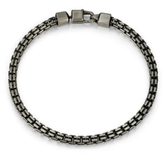 Sterling Silver Ruthenium Plated 3.75mm Wide Box Chain Bracelet - 8.5"