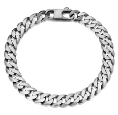 Sterling Silver Gun Metal Cuban Chain Bracelet- 8.5 Inches.
