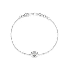 Sterling Silver Chunky Bezel Set CZ Bracelet - 7.5"