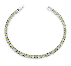 Sterling Silver Tennis Bracelet with Peridot and CZs- 7.5"