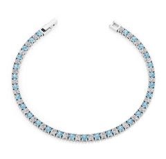 Sterling Silver Tennis Bracelet with Topaz and CZs- 7.5"