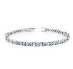 Sterling Silver Tennis Bracelet with Topaz and CZs- 7.5"