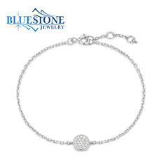 Sterling Silver & Rhodium Plated CZ Pave Bracelet - 7.25"