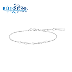 Sterling Silver & Rhodium Plated Marquis Cut CZ Bracelet - 7.25"