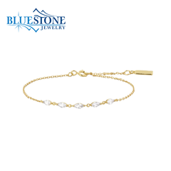 Sterling Silver & 14KYG Plated Marquis Cut CZ Bracelet - 7.25"