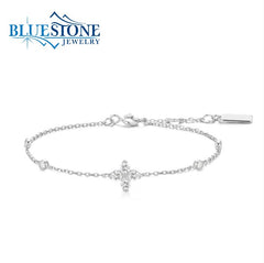 Sterling Silver & Rhodium Plated Lucky Clover Bracelet - 7.5"