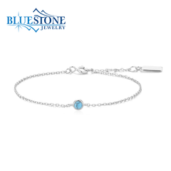 Sterling Silver Bezel Lab-Turquoise Bracelet - 7.25"