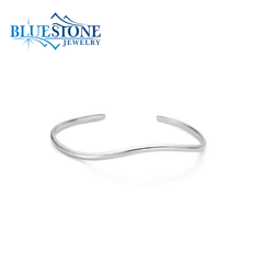 Sterling Silver & Rhodium Plated Wave Cuff Bracelet - 3.1mm