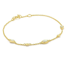 14KYG Plating Bracelet with 3 Lab-Grown Opals -7.25"