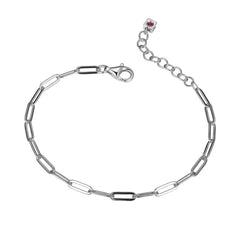 Sterling Silver Rhodium Plated Paperclip Chain Bracelet- 8"