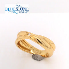 Gold Plated DoubleTwisted Cross Ring - Sz 7.5