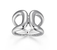 Sterling Silver Polished Double Fashion Ring - Size 9