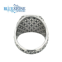Silver Black Agate Ring. -Size 12