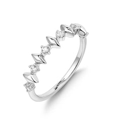 Silver Geometric Ring with CZs- Sz. 6