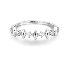 Silver Geometric Ring with CZs- Sz. 7.75