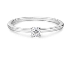 Sterling Silver and Rhodium Plated Simple Solitaire CZ Ring- Sz. 8.25