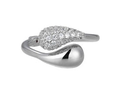 Sterling Silver Symmetrical Teardrop Ring with Cubic Zirconia's - Size 6