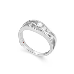 Sterling Silver 'Vine' Ring w/ CZ's - Sz. 9