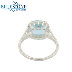 Silver Ring with Sky Blue Topaz and White Topazes- Size 8.25