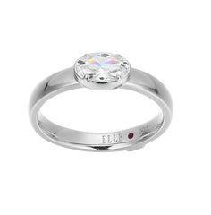 Sterling Silver Bezel Set Ring w/ Oval CZ - Size 6