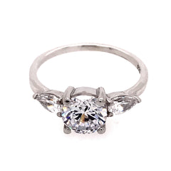 Sterling Silver Ring with Cubic Zirconia- Ring Size 7