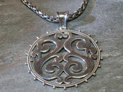 Sterling Silver Cutout & Bead Pendant on 30" Chain
